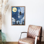 Spooky Witch Moon Halloween Wall Art Poster