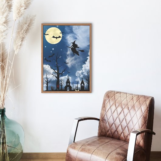 Spooky Witch Moon Halloween Wall Art Poster