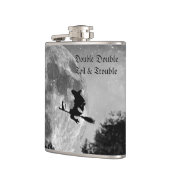 Spooky Witch op Broom Full Moon Halloween Heupfles (Links)