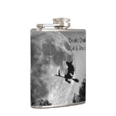 Spooky Witch op Broom Full Moon Halloween Heupfles (Rechts)