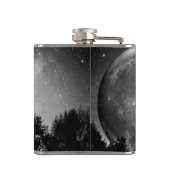 Spooky Witch op Broom Full Moon Halloween Heupfles (Achterkant)