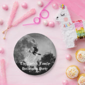 Spooky Witch op Broom Full Moon Halloween Papieren Bordje (Feest)