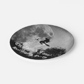 Spooky Witch op Broom Full Moon Halloween Papieren Bordje (Gekanteld)