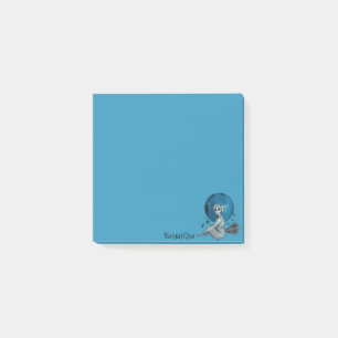 Spooky Witch op Broomstick Blue Post-it® Notes