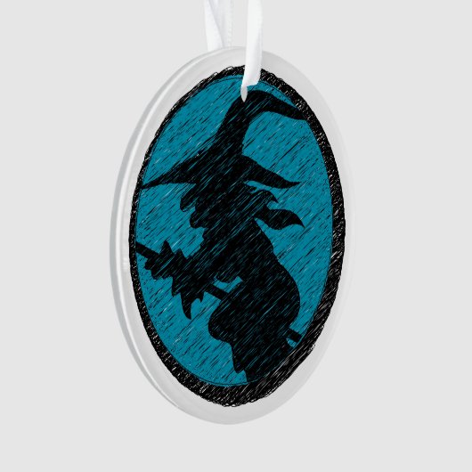 Spooky Witch over blauw design Ornament (voorkant)