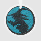 Spooky Witch over blauw design Ornament (achterkant)