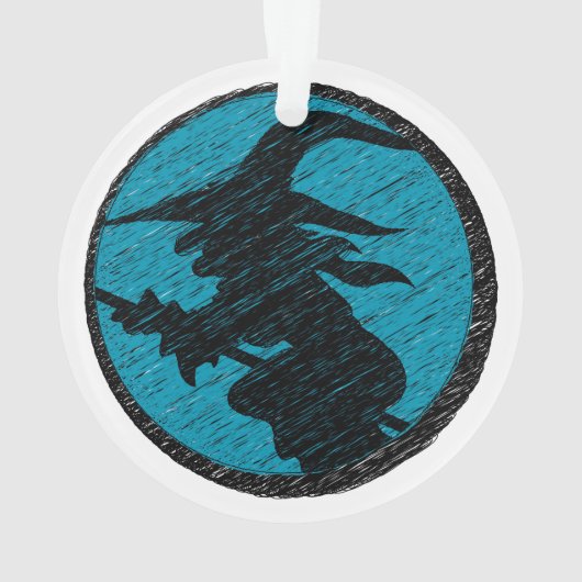 Spooky Witch over blauw design Ornament (achterkant)
