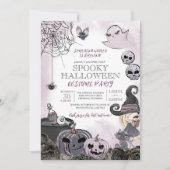 Spooky Witch Paars Black Halloween Costume Party Kaart (Voorkant)