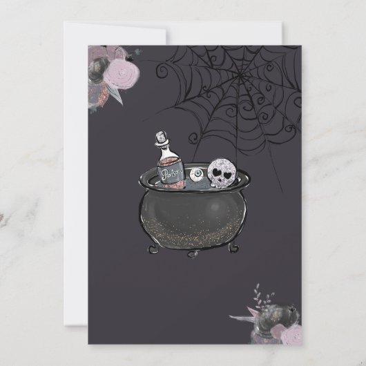 Spooky Witch Paars Black Halloween Costume Party Kaart (Achterkant)