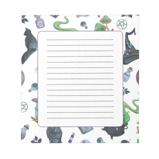 Spooky Witch Pattern Notitieblok (Voorkant)