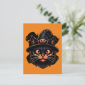 Spooky Witch Pet Kat Briefkaart (Staand voorkant)