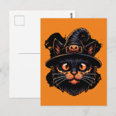 Spooky Witch Pet Kat Briefkaart (Voorkant / Achterkant)