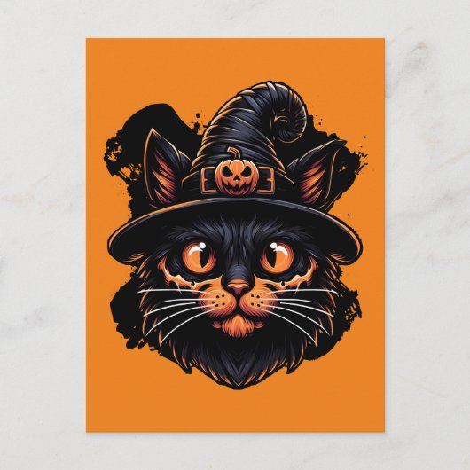 Spooky Witch Pet Kat Briefkaart (Voorkant)