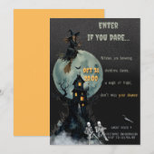 Spooky Witch Skeleton - Haunted House | Halloween Kaart (Voorkant / Achterkant)