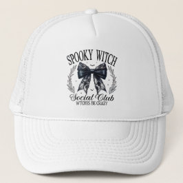 Spooky Witch Social Club Halloween Coquette Bow Trucker Pet