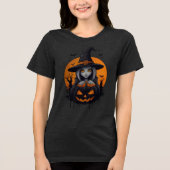 Spooky Witch with Jack-o’-Lantern Art Tri-Blend Shirt (Voorkant)