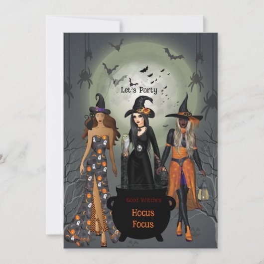 Spooky Witches Halloween Party Kaart (Voorkant)