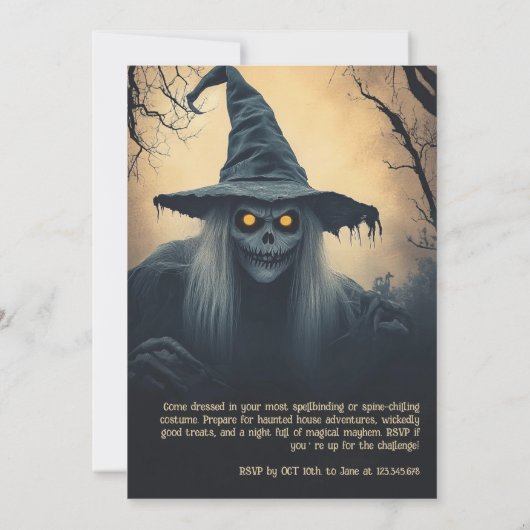 Spooky Witches Halloween Uitnodiging (Achterkant)