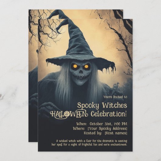 Spooky Witches Halloween Uitnodiging (Voorkant / Achterkant)