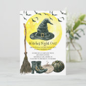 Spooky Witches Night Out Halloween Invitation Kaart (Staand voorkant)