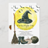 Spooky Witches Night Out Halloween Invitation Kaart (Voorkant / Achterkant)