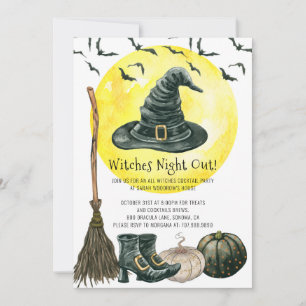 Spooky Witches Night Out Halloween Invitation Kaart