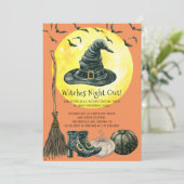 Spooky Witches Night Out Halloween Invitation Kaart (Staand voorkant)