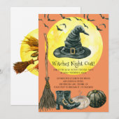 Spooky Witches Night Out Halloween Invitation Kaart (Voorkant / Achterkant)