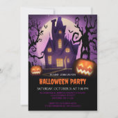 Spooky Witch's Haunted House Halloween Party Kaart (Voorkant)