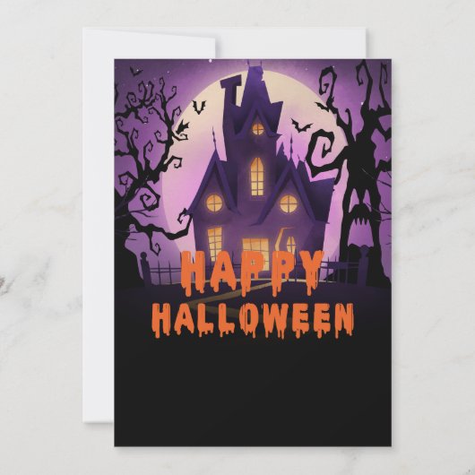 Spooky Witch's Haunted House Halloween Party Kaart (Achterkant)