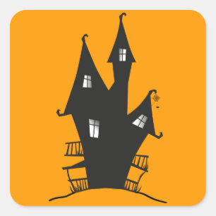 Spooky Witch's House Square Stickers