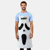 Spooky witte spook gezicht Halloween party schort (Gedragen)