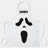 Spooky witte spook gezicht Halloween party schort (Voorkant)