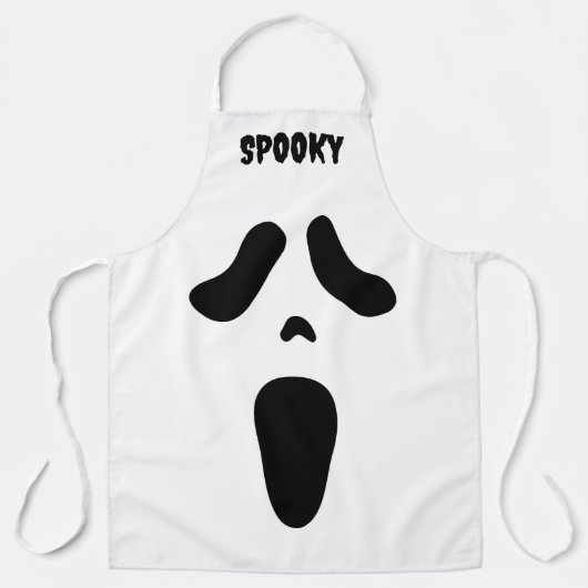 Spooky witte spook gezicht Halloween party schort (Voorkant)