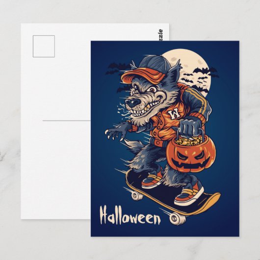 Spooky Wolf Briefkaart (Voorkant / Achterkant)