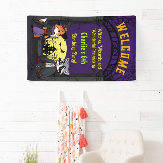 Spooky Woodland Animals in Costume Party Welkom Spandoek (Insitu)