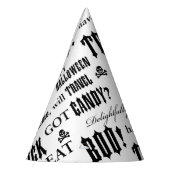 Spooky Words Black White Halloween Party Pet Feesthoedjes (Links)