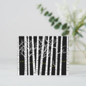 Spooky Yellow Halloween Eyes in Birch Forest Briefkaart (Staand voorkant)