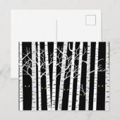 Spooky Yellow Halloween Eyes in Birch Forest Briefkaart (Voorkant / Achterkant)