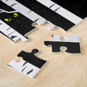 Spooky Yellow Halloween Eyes in Birch Forest Legpuzzel (Zijkant)