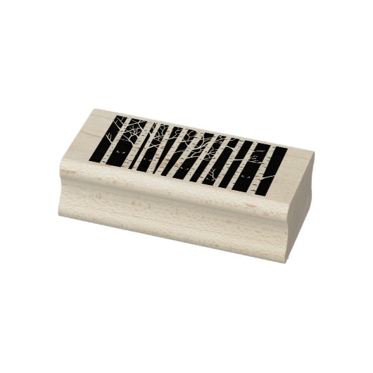 Spooky Yellow Halloween Eyes in Birch Forest Rubberstempel (Stempel)