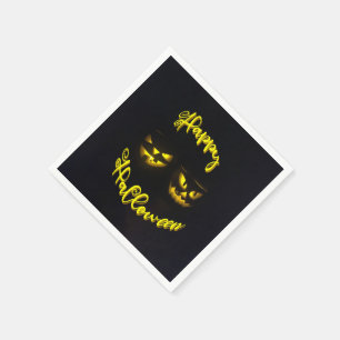 Spooky yellows Happy Halloween pompoen gezichten Servet