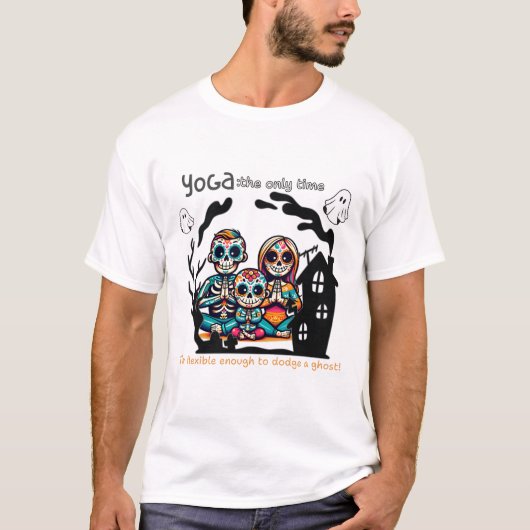 Spooky Yoga Skeleton Familie T-shirt (Voorkant)