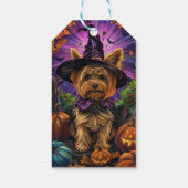 Spooky Yorkipoo Hond Halloween Heks en Pompoen Cadeaulabel (Achterkant)