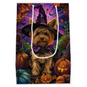 Spooky Yorkipoo Hond Halloween Heks en Pompoen Medium Cadeauzakje (Achterkant)