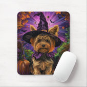 Spooky Yorkipoo Hond Halloween Heks en Pompoen Muismat (Met muis)