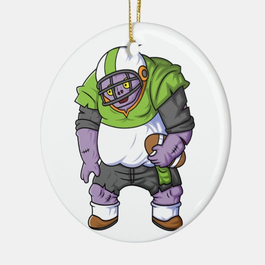 Spooky zombie Amerikaanse football speler cartoon  Keramisch Ornament (Links)