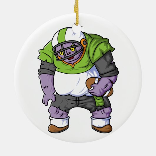Spooky zombie Amerikaanse football speler cartoon Keramisch Ornament (Achterkant)