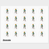 Spooky zombie architect cartoon karakter ronde sticker (Vel)