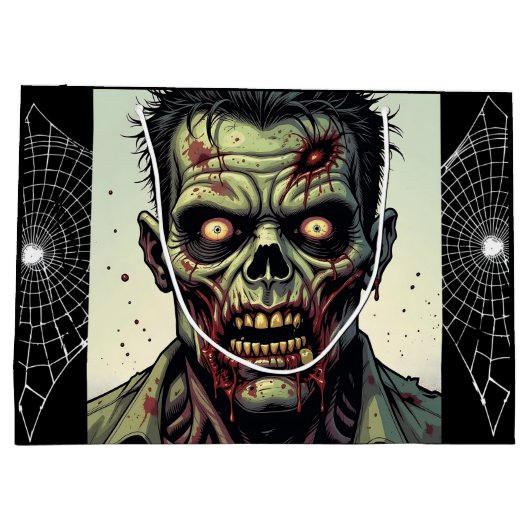Spooky Zombie en Spiderwebs Halloween Groot Cadeauzakje (Achterkant)